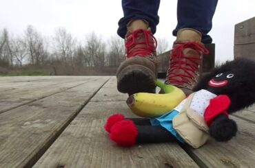 Heavy Italian hiking boots food stomp (banana) and trample and destroy plush / stuffed teddy
