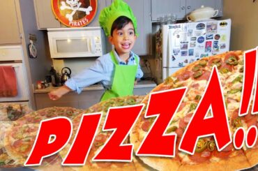 PIZZA - Aedan makes a Pizza - a Pretend Play Kids Cooking video
