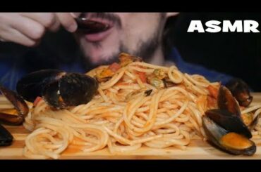 ASMR EATING SPAGHETTI SAUCE SEAFOOD EATING SOUNDS *ITALIAN MUKBANG PASTA ITA FOOD 먹방