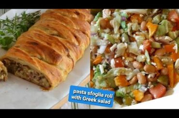 Italian dish pasta sfoglia(puff pastry)patti roll with greek salad  recipe.#italianandindianchef