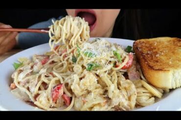 ASMR Creamy Bacon Spaghetti Pasta *Cooking Recipe, No Talking Eating Sounds Mukbang