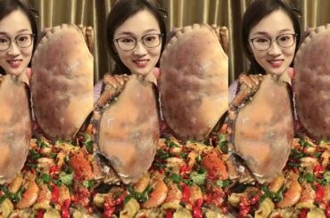 Beautiful Chinese Girl Eating Show Eating Seafood 🦀 🐙🦐 Delicious 😋 😋!! ASMR, Chinese Food