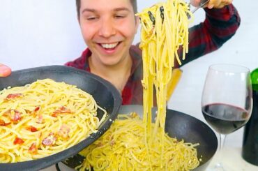 ITALIAN PASTA CARBONARA • Mukbang & Recipe