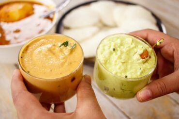2 Dosa Chutneys Recipe - Nariyal and Peanut Chutney for Idli - CookingShooking