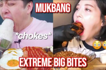 mukbangers almost choking on their food (big bites)