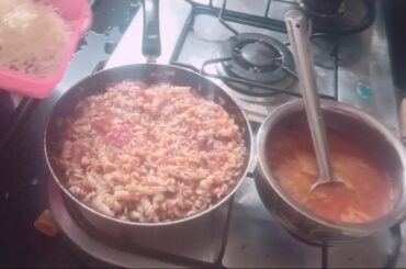 Red Pasta With Pasta Soup. Italian food. Ghar Pe banaye Restaurant se bhi tasty.