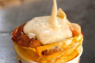 Cheese Cup Toast (Egg Crab meat Cheese) - Korean Street Food