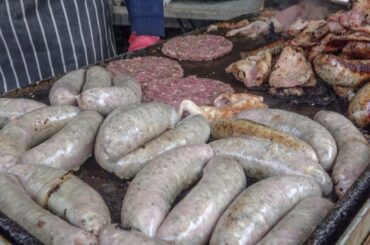 Traditional English Sausages and Burgers. London Street Food