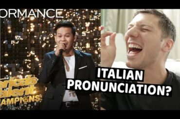 Italian comments on Marcelito's pronunciation singing "Con Te Partirò" | America's Got Talent