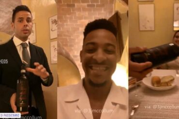 CJ McCollum drinks Wine with his Wife while on vacation in Italy