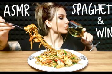 ASMR SPAGHETTI AND WINE | MUKBANG | EATING SOUNDS