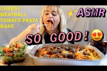 ASMR HUGE CHEESY MOZZARELLA MEATBALL PASTA BAKE AND WALNUT SALAD 먹방 MUKBANG