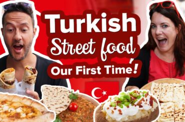 Eating Turkish Street Food in Istanbul. Massive Feast! 😋 Foreigners Try Street Food in Turkey 🇹🇷