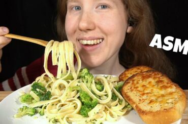 ASMR FETTUCCINE ALFREDO+GARLIC BREAD MUKBANG (No Talking) REAL EATING SOUNDS | SongByrd ASMR