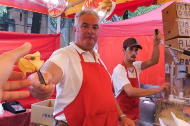 Italy Street Food. Twister Chips Machine and Grilled Cob