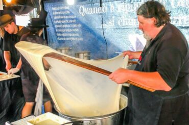 Handmade Italian Mozzarella and Burrata with Gorzonzola Cheese inside. Italy Street Food