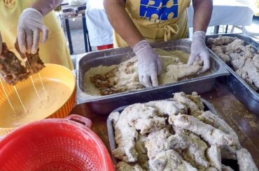 Fried Pork Legs and Fried Snails. Italy Street Food