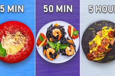5 Min vs. 50 Min vs. 5 Hour: Pasta / 3 Levels of Pasta: Amateur to Food Scientist