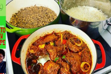 HOW TO COOK NIGERIAN CHICKEN STEW | WITH WHITE BOILED RICE AND BEANS