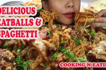 HOW TO MAKE SPAGHETTI MEATBALLS  | ITALIAN GROUND BEEF PASTA|  COOKING AND EATING