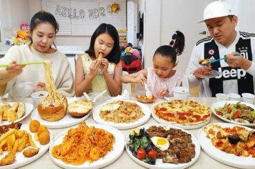 Italian food special | Risotto,Pane,Pasta,Steak,Pizza | family eating show MUKBANG 이태리 음식 특집 가족 먹방