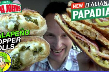Papa John's® | ITALIAN PAPADIAS | JALAPEÑO POPPER ROLLS Review 🌶️💥 | Peep THIS Out! 🍕