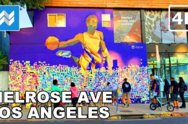 Walking tour of Melrose Avenue Shopping District in Los Angeles, California 🎧  Binaural Sound 【4K】