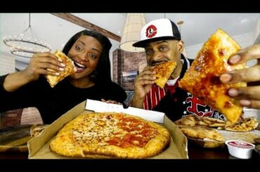 PAPA JOHNS NEW PAPADIAS, & GARLIC PARMESAN CRUST PIZZA MUKBANG EATING SHOW!