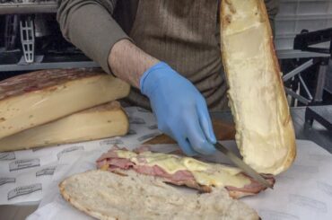 Italian Baked Sandwiches and Flowing Raclette Cheese. London Street Food