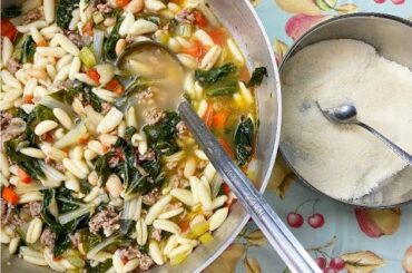 Swiss Chard & Sausage Soup with Cavatelli - Rossella's Cooking with Nonna