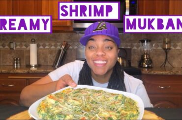 CREAMY SHRIMP MUKBANG + RECIPE COOKING | STORY TIME PART ONE