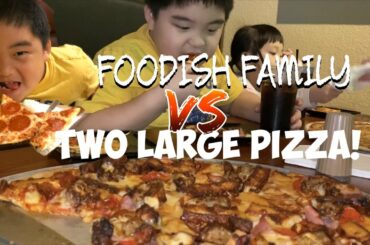 TRY THE LARGE PIZZA Meatza & Cheese IT'S TOO BIG TO FINISH!