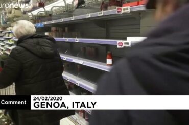 Food commodities in Italian shops in Genoa have run out due to fears of spread of CORONA virus
