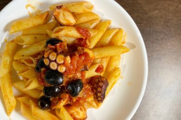 【イタリア編】タコのペンネ・アラビアータ　　　　　　　　　　　　【Italy】Penne Arrabbiata in Octopus