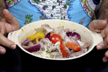 Mediterranean style, Slow cooked pork with vegetables.