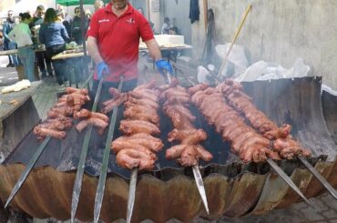 Food and Traditional Costumes at Carnival in Sardinia, Italy