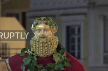 Dionysus worshippers celebrate Phallephoria with giant phallus in Athens