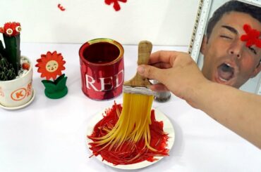 Eating SPAGHETTI with PAINT!!! Kluna Studio Dinner | ASMR eating sounds no talk