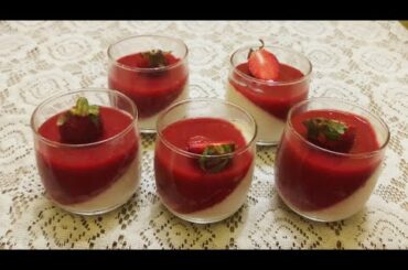 Strawberry Panna Cotta||Panna Cotta Recipe without gelatin|| Panna Cotta Recipe in Hindi