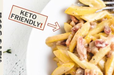 Keto “Penne” Carbonara Recipe (Low Carb Pasta Substitute)