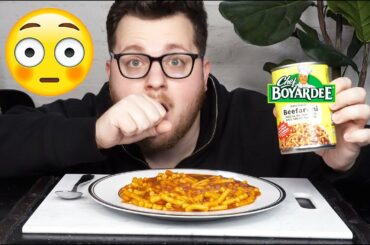 TRYING 100 YEAR OLD CANNED PASTA MUKBANG