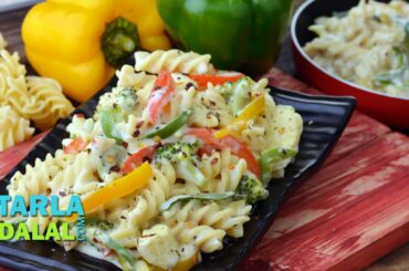 Pasta in White Sauce/ How to Make Easy Creamy Italian Pasta Recipe by Tarla Dalal