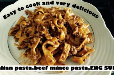 Italian pasta recipe,how to make quick pasta(parppedelle)ENG SUB