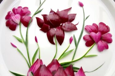 Vegetable Carving Garnish | Purple Onion Flower Decoration