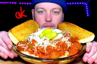 🍝Spaghetti N Meatballs 🍝Garlic Bread 🥖MUKBANG 먹방