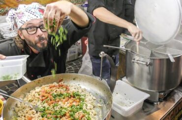 Cooking Tasty Italian Pasta 'Orecchiette'. Street Food from Italy