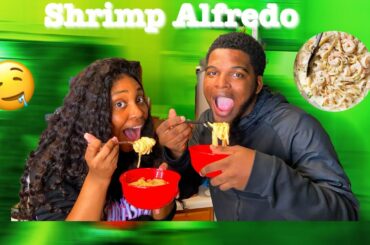 COOKING SHRIMP ALFREDO WITH CRUSH😍😋 (MUST WATCH)