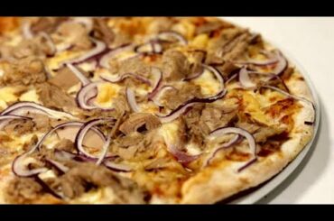 Tasty italian focaccia bread  with onions and tuna