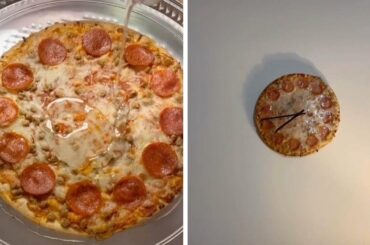 Girl Creates Pizza Clock