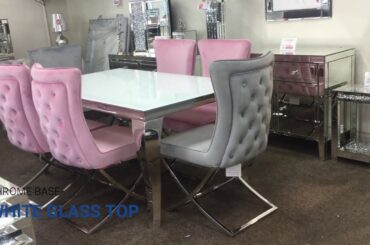 Louis White Glass Top With Aries Dining Chairs